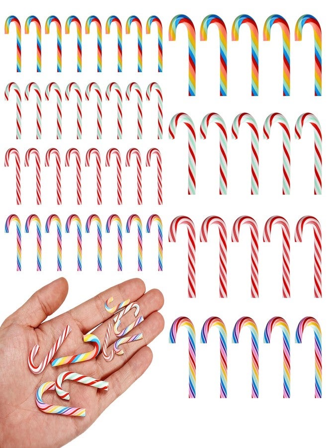 GlyinnHe 60pcs Mini Candy Cane for Crafts Christmas Plastic Fake Candy Cane Decor Ornaments for Christmas Craft Tree Hanging Decoration Supply - Image 1